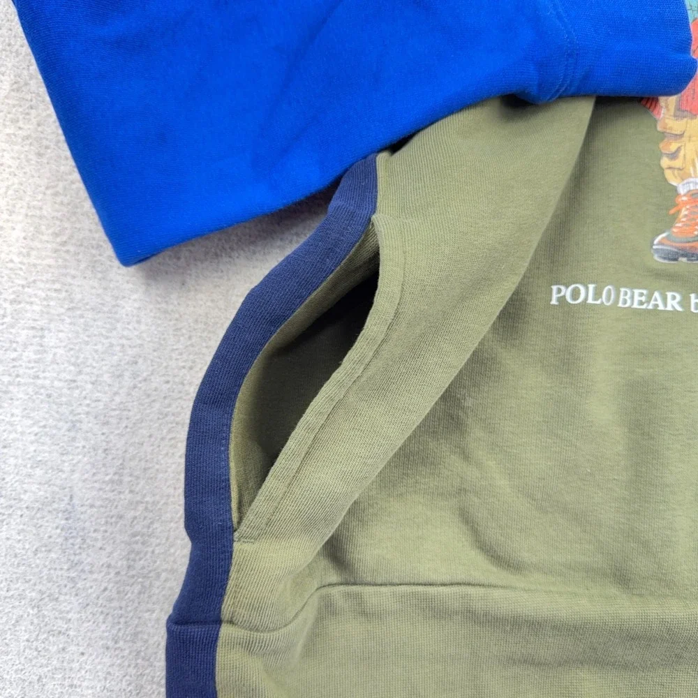 Polo Ralph Lauren Hoodie Boys Medium Big Polo Bear Colorblock Preppy Green Blue